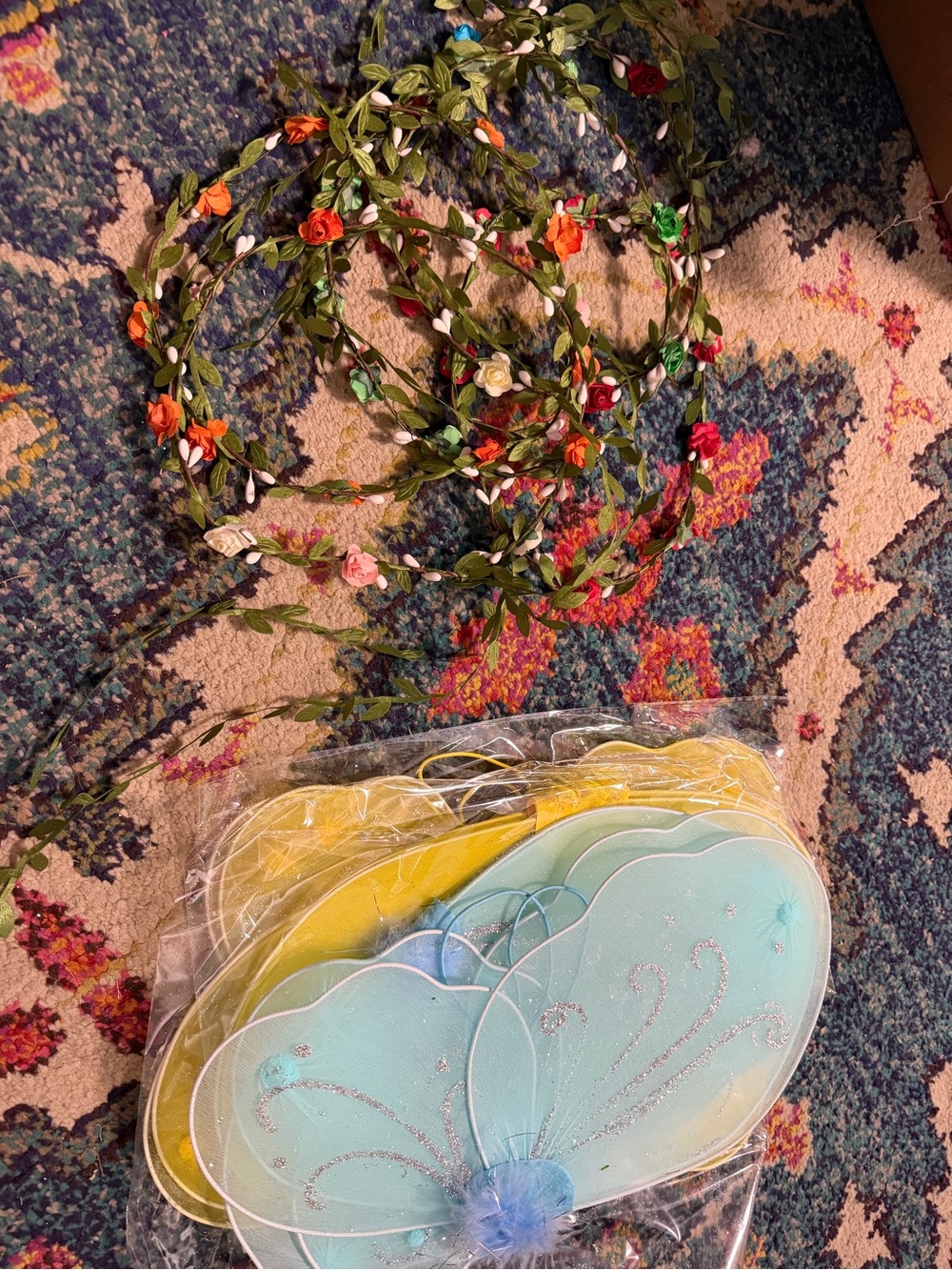 Floral Vine Headpiece + Pastel Blue Butterfly Wings